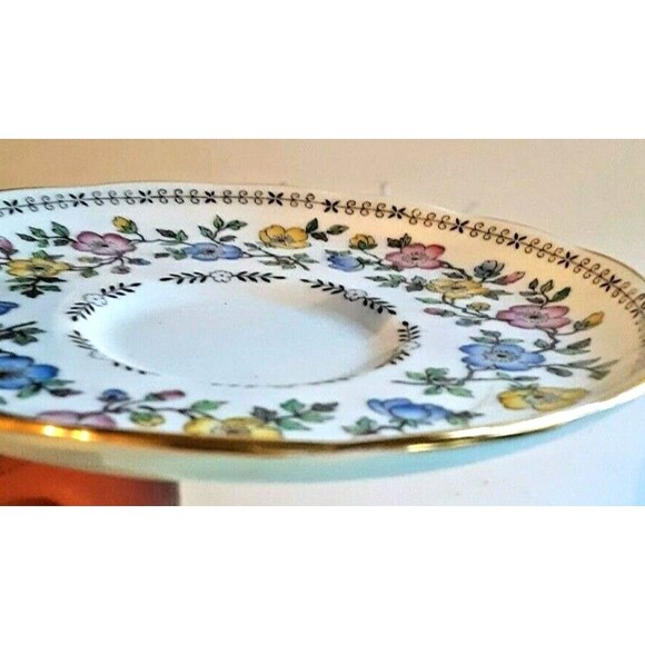 Copelands Grosvenor China England L Floral Saucer 6" Pink Yellow Blue Green - Picture 4 of 7